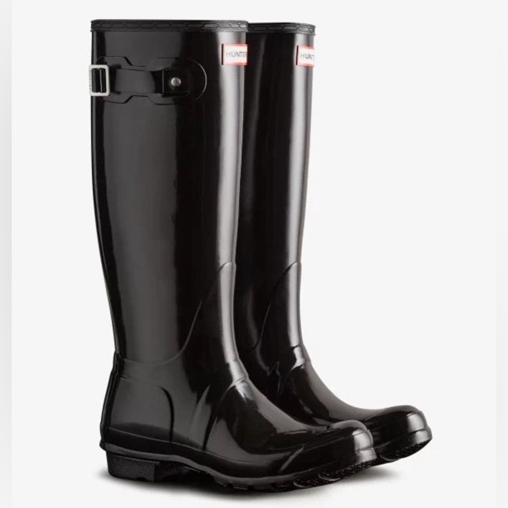 Hunter Women’s Original Tall Gloss Size 7 Black Rain Storm Wellie Boots